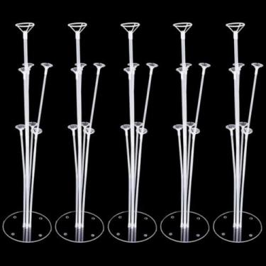 Imagem de Suporte para Balão com 7 Hastes de 70cm – Kit com 5 Unidades | Base Plástica Reforçada para Decoração de Festas, Aniversários e Eventos (5)