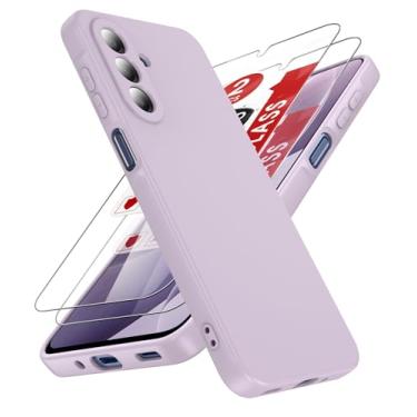 Imagem de LeYi Capa para Galaxy 2025 5G: Capa para Samsung 2025 5G com 2 peças de protetor de tela de vidro temperado, forro de microfibra macio e fino antiarranhões, capa protetora para celular para Galaxy