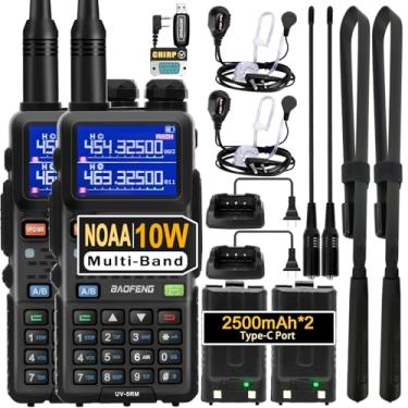 Imagem de BAOFENG Rádio amador UV-5RM 10W, rádio portátil GMRS de longo alcance com antena tática, walkie talkie bidirecional portátil para adultos rádio multibanda 5RM com fone de ouvido de duto de ar e