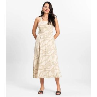 Imagem de Vestido Midi em Viscotorcion Rovitex Bege, M, Bege