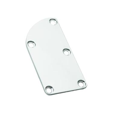Imagem de Guyker Placa de montagem traseira para pescoço de guitarra, placa de junta curvada assimétrica de ferro de 5 furos, acessórios para baixo elétrico, (GN010 Chrome)