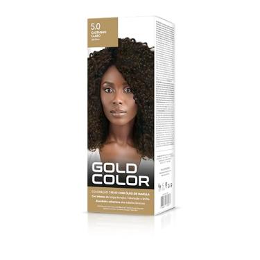 Imagem de Coloração Capilar Gold Color 5.0 Castanho Claro– Vegana com Óleo de Marula, Brilho Intenso e Cobertura dos Cabelos Brancos