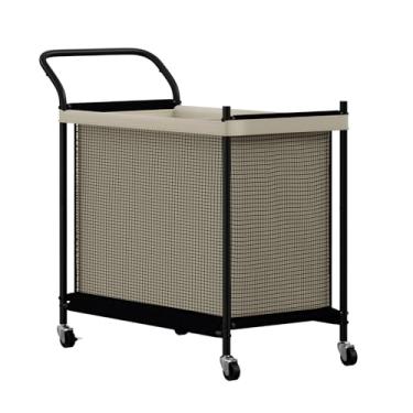 Imagem de Cesto de lavanderia com rodas, cesto de roupa suja com saco de forro removível e lavável, carrinho de lavanderia com moldura de metal com alça para quarto, banheiro, dormitório, lavanderia (140L)