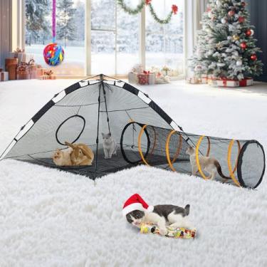 Imagem de ITENT Tenda para gatos para ambientes internos e externos (ao ar livre, túnel e casinha de brincar) cercadinho de brinquedo extragrande portátil para gatinhos para gatos, coelhos e pequenos animais