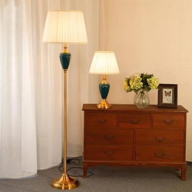 Imagem de Luminária de chão contemporânea de luxo em cerâmica, estilo retrô americano, para sala de estar, quarto, escritório, casa de campo ou hotel. Luminária de chão decorativa criativa em LED, com