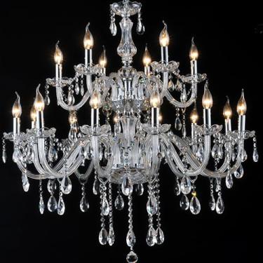 Imagem de Lustre de cristal branco europeu para velas, luxuoso, para sala de estar, restaurante, quarto, hotel, villa, loja de roupas, salão de beleza, café, bar, karaokê, com luminária pendente de LE