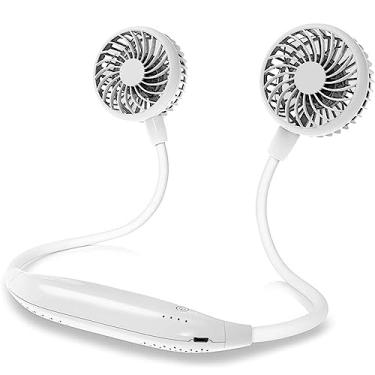 Imagem de WYUYIWH Ventilador de pescoço, ventiladores de pescoço portáteis recarregáveis, ventiladores pessoais para o seu pescoço, ventilador usável, ar condicionado, ventilador de pescoço com rotação de 360