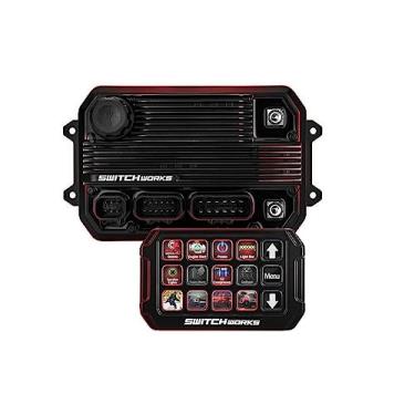 Imagem de Switch Works SW-E12-10 Alpha12 Interruptor inteligente eletrônico de estado sólido com 12 botões de pressão LCD, 12 saídas, 180 amperes e suporte universal para painel