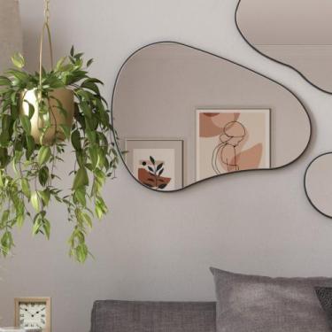 Imagem de Painel Decorativo Orgânico com Espelho 80x60cm ES16 Dalla Costa, Preto