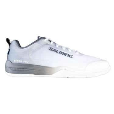 Imagem de Salming Tênis masculino de squash baixo Viper Pro (5 cores disponíveis) (sem marcação) (Pickleball, Raquete, Padel, esportes de quadra interna), Branco/Cinza, 39
