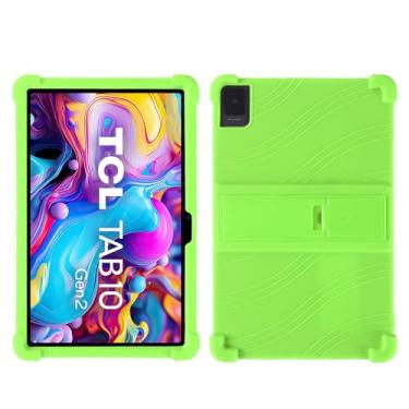 Imagem de QYiiD Capa para tablet TCL TAB 10 NXTPAPER 5G 10,4 polegadas 2025 (9199S), capa de silicone leve para crianças com suporte dobrável para TCL Tab 10 Gen 2 (8196G/8496G) 10,4 polegadas, verde