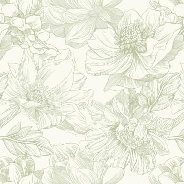 Imagem de Ismoon Papel de parede floral vintage descasque e cole papel de contato bege e verde 17,3 pol. x 6,15 m papel de parede autoadesivo removível para banheiro quarto armário mural decoração de parede