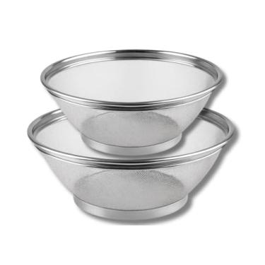Imagem de Kit 3 Cesta Cesto Escorredor Inox 22cm 25cm 28cm Para Lavar Cozinhar Alimentos A Vapor Arroz Legumes Massas Frutas (KIT 2 CESTOS 25CM+28CM)