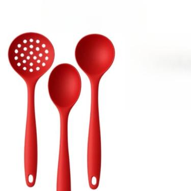 Imagem de Colher de Silicone para Cozinha Conjunto, Preto e Vermelho, Adequado Tanto para Uso DoméStico Como para Catering.(KIT 03 SILICONE - VERMELHO)