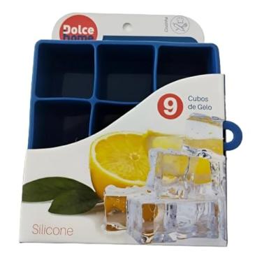 Imagem de Forma de Gelo em Silicone, 9 Cubos Grandes, Azul, Flexível e Fácil de Desenformar, para Bebidas e Drinks