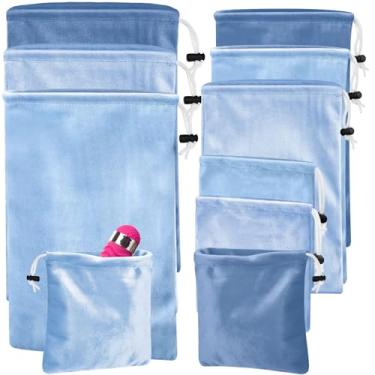 Imagem de Amylove 9 peças bolsa de armazenamento de brinquedos de cetim sacos de seda com cordão, bolsas de presente para organizador de brinquedos leves, bolsa de viagem dobrável para mulheres, 3 tamanhos