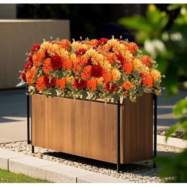 Imagem de 12 peças de flores artificiais de outono falsas mães queimadas flores laranjas sortidas de seda falsa buquê de crisântemos para vaso de mesa, arranjo floral para casamento, casa, decoração de outono