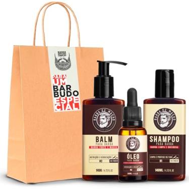 Imagem de Kit Presente Shampoo Balm Óleo + Sacola e Selo - Barba de Macho