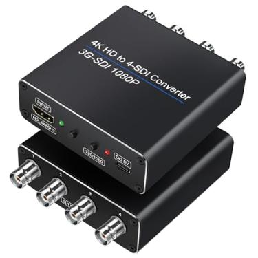 Imagem de ACHAVE Conversor HDMI para SDI, divisor de saída 4xSDI 1x4, suporte multiformato, 1 entrada HDMI e 4 saídas SDI HD-SDI 3G-SDI HDMI2.0 4K60Hz 1080P, suporte para câmera Home Theater, transmissão de