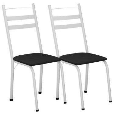 Imagem de Kit 2 Cadeiras Tubular America 061 Branco Assento Preto Artef