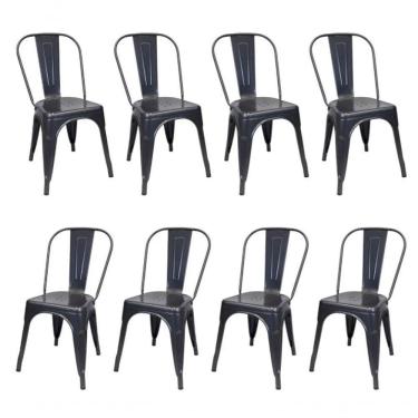 Imagem de Kit 8 Cadeiras Tolix Iron Ferro Preta Fosca Aço Industrial Sala Cozinha Jantar Bar