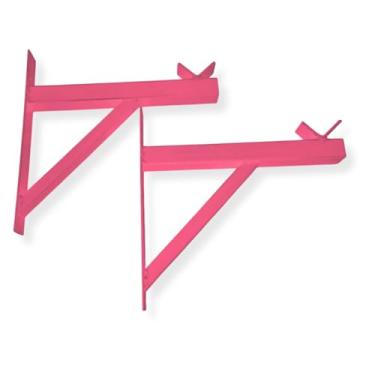 Imagem de Suporte de Parede Colorido para Barra de Agachamento, Múltiplas Cores, Fixação em Parede, Ideal para Academia em Casa, Treino Funcional (ROSA)