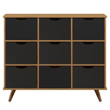 Imagem de Nicho Organizador Retrô 9 Gavetas Freijó/preto - Qmovi