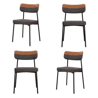 Imagem de Cadeira Mynna Fixa C/4 Pes 525 X 470 X 790 Mm C/4 Un. Crt.grafite/courino Caramelo Crt Grafite/courino Caramelo
