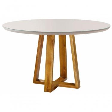 Imagem de Mesa De Jantar Redonda Com Vidro 1,20m - Natalle - Móveis Mundial