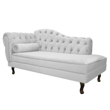 Imagem de Divã Recamier Diana Lado Direito 120 Cm Suede Branco
