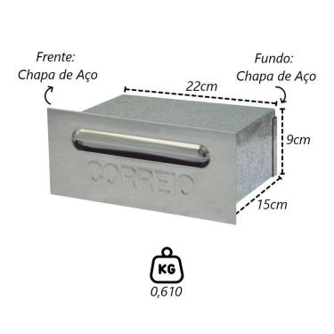 Imagem de Caixa De Correio Cartas Liza Galvinox Embutir 15x22x9cm