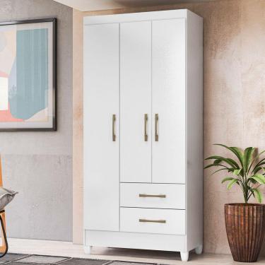 Imagem de Guarda Roupa de Solteiro com 3 Portas 82x182cm Lima Moval Branco Flex