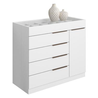 Imagem de Cômoda Sevilha 1 Porta E 5 Gavetas Com Porta Joias Branco - Aramóveis Branco