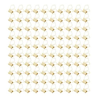 Imagem de Grampos de pasta de girassol bonitos de metal resistente pequenos grampos de fixação força de fixação forte para escritório escola uso doméstico 100 peças clipes de papel coloridos (Ouro)