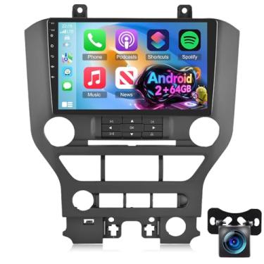 Imagem de Volxcereo [2 GB + 64 GB] Rádio automotivo para Ford Mustang 2015-2020 (adapta-se apenas a 3 botões) com Carplay e Android Auto, tela sensível ao toque Android de 9 polegadas, Mustang Stereo, 1080P/EQ