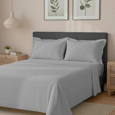 Imagem de Jogo de Cama King Percal 300 Fios 100% Algodão Acetinado 4 Peças – BF Colchões