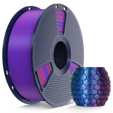 Imagem de SUNLU Filamento PLA de seda de duas cores, filamento de impressora 3D PLA de seda de 1,75 mm, filamento de impressora 3D de seda brilhante, precisão dimensional +/-0,02 mm, carretel de 1 kg (1 kg