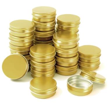 Imagem de LJY 28 recipientes de alumínio recarregáveis, recipientes redondos de lata para projetos de bricolage, presentes, cosméticos, creme, diamante, salvas, bálsamos, protetor labial, especiarias (ouro, 28