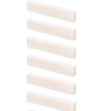 Imagem de 6 peças de porcas de osso de guitarra 52 x 10 x 6 mm - sela e porca de ponte de guitarra em branco, almofadas de corda de substituição de porcas de osso puro para baixo acústico clássico