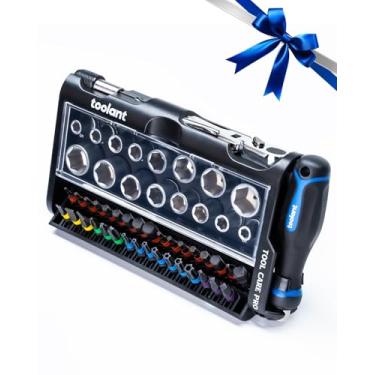 Imagem de Conjunto de mini chaves de catraca 52 peças com soquetes e pontas de chave de fenda, ferramentas EDC, chave catraca dupla de cabeça flexível de 1/10.2 cm para espaço apertado, para eletrodomésticos