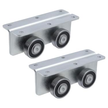 Imagem de LC LICTOP 2 peças de rolo de montagem de carrinho de porta deslizante para celeiro ou galpão, substituição de rolos de 4 portas de rodas resistentes para canal de suporte mais alto de 50 mm/1,97" de