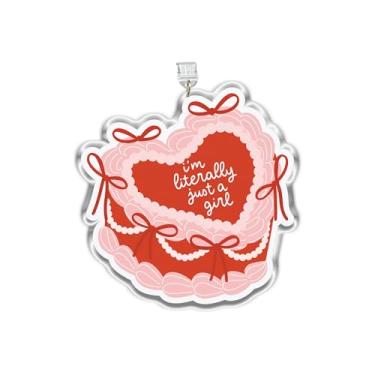 Imagem de MEIYSTICK Amuleto de plugue de poeira I'm Literally Just a Girl, berloque Kindle de bolo de coração, plugue de pó de acrílico tipo C ou relâmpago, pingentes de acessórios Kindle, pingentes de coquete