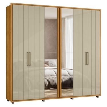 Imagem de Guarda Roupa Casal 250cm Com Espelho Vibe Opala/cumaru Z10 - Mpozenato