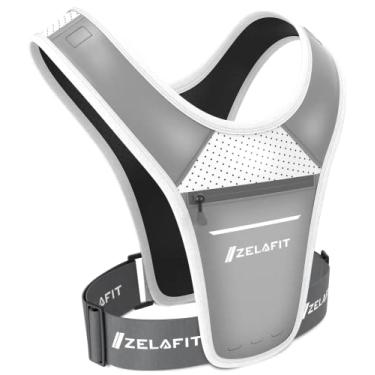 Imagem de ZelaFit® Colete de corrida para celular, colete refletivo para corrida, acessórios de corrida, bolsa de telefone à prova d'água, porta-chaves, tamanho ajustável, leve, masculino e feminino (prata)