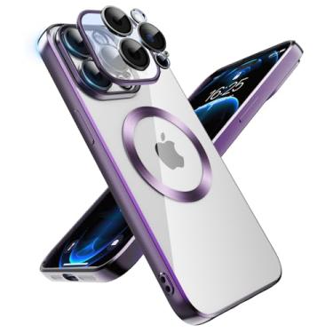 Imagem de Capa magnética forte para iPhone 15 Pro Max com MagSafe, [proteção total da câmera] Capa luxuosa com revestimento transparente para iPhone 15 Pro Max, capa protetora de TPU macio (6,7 polegadas) para