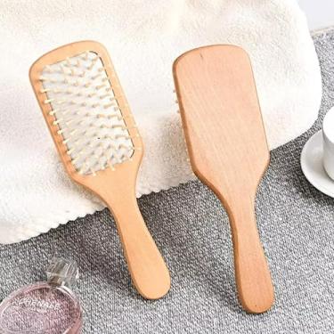 Imagem de Escova de cabelo e pente de madeira, reduz o frizz e a estática, massageia o couro cabeludo, escova de cabelo de desembaraçamento para mulheres, meninas e crianças