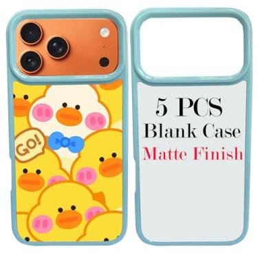 Imagem de JUSTRY 5 conjuntos de capas de telefone em branco de sublimação para iPhone 17 Pro Max, 2 em 1 2D DIY TPU em branco capa de borracha macia + inserções foscas, fácil de sublimar personalizado subb