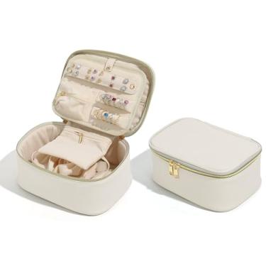 Imagem de Caixa de joias multicolorida organizadora para mulheres, estojo de joias de viagem com bolsa de veludo com zíper, impermeável, presentes para casamento, aniversário, Natal