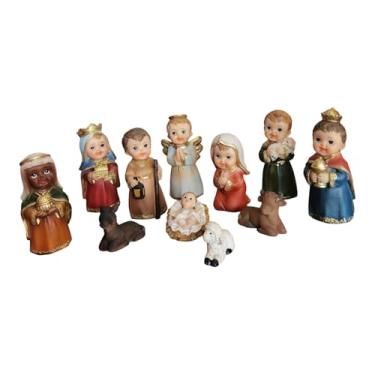 Imagem de simhoa Conjunto de 11 peças de figuras do Presépio, estatuetas colecionáveis ​​para decoração de mesa.