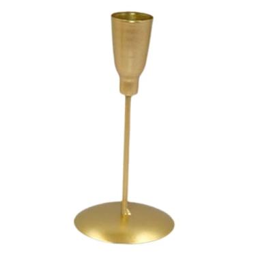 Imagem de FLCPJGV Suporte para vela em metal, ornamento para mesa, casa, festas, decoração, lareira, versátil, centro de mesa para banquetes, Ouro Puro